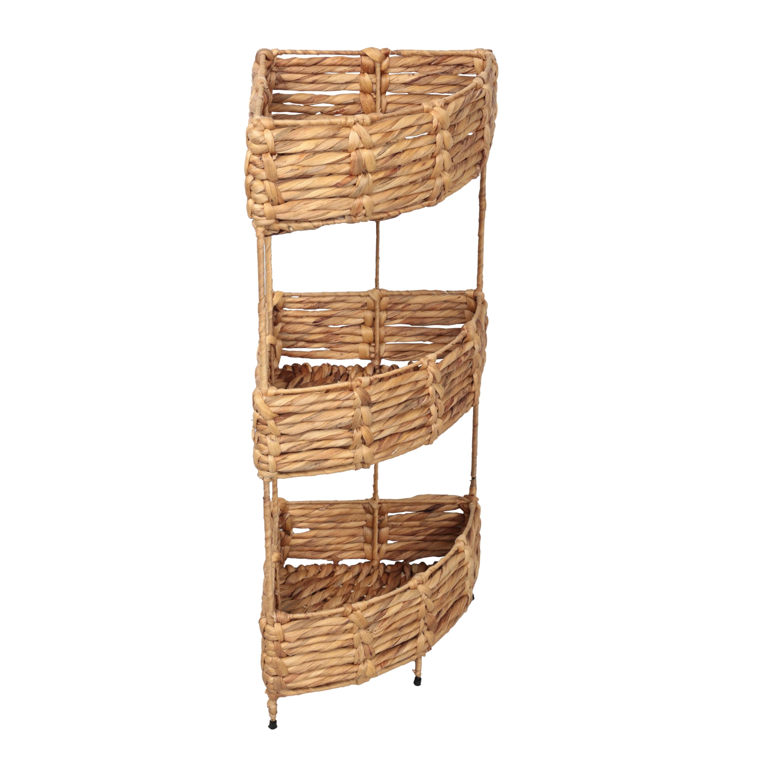 happimess Lavish 3-Tier Corner Storage Rack 32.5" Water Hyacinth, Brown