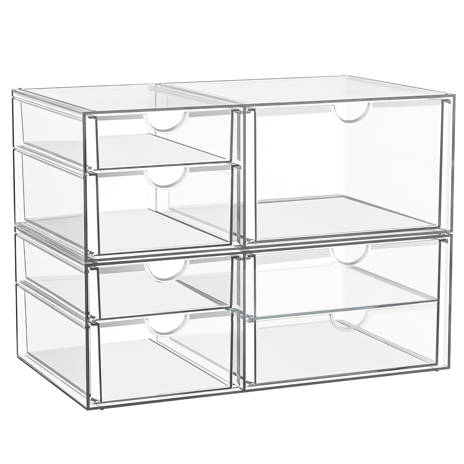 YFXCVSL 3-Pack Acrylic 15-Drawer Storage & Makeup Organizer for Desk