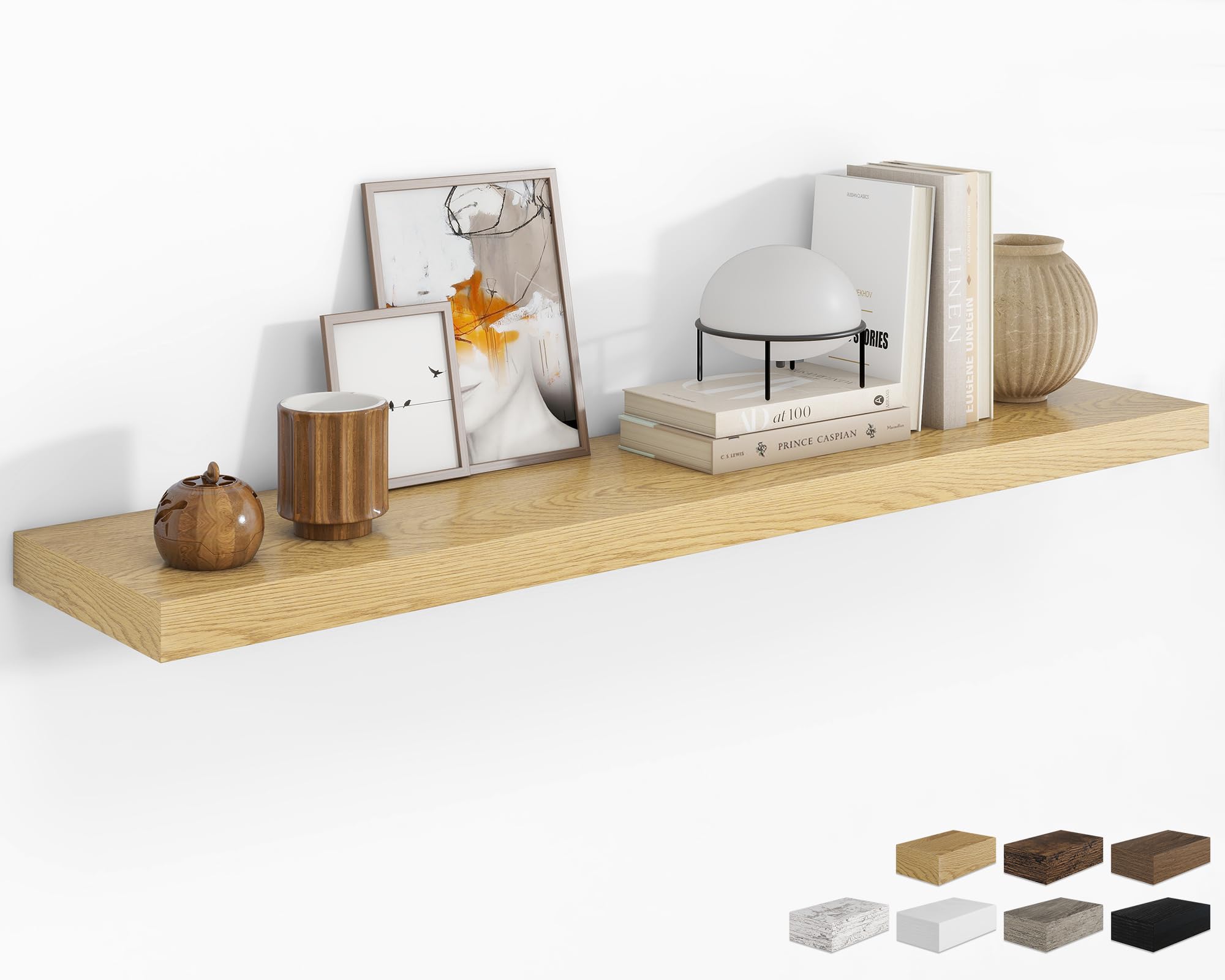 RICHFOCUS 28Inch Floating Shelves for Wall 2 Pack Shelves for Bedroom|Kitchen|Bathroom|Laundry Room Rustic Wood Wall Mounted Shelf with Invisible Brackets for Books|Storage|Decor, Oak
