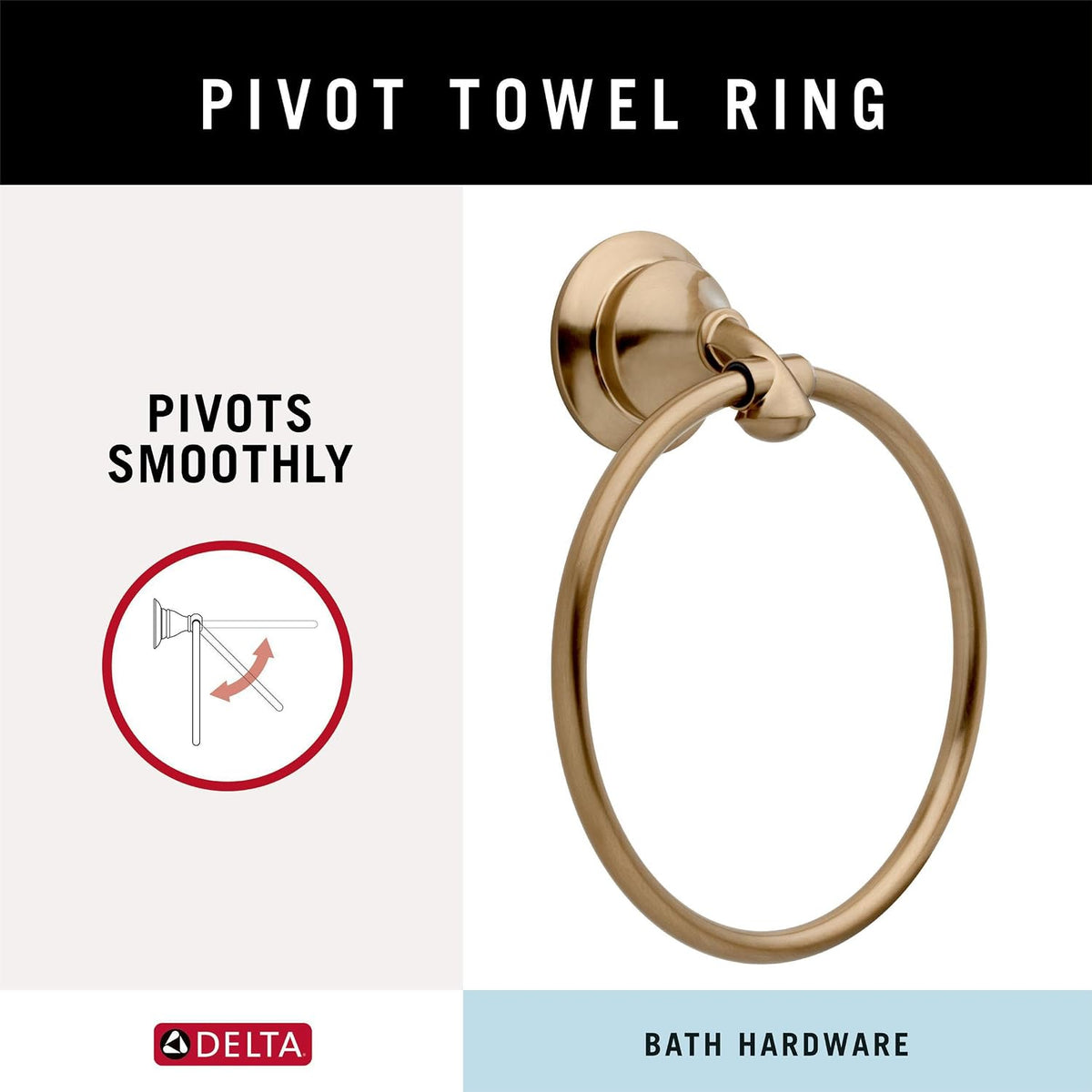 Delta Hand Towel Holder | Champagne Bronze Ring for Hanging Towels in Kitchen, Bathroom | Linden Accessories