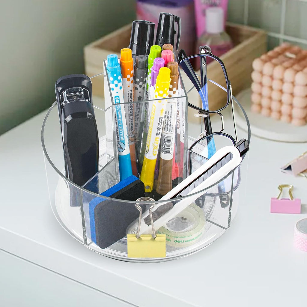 360° Rotating Makeup Organizer Clear Lazy Susan Organizer for Vanity, Cosmetic Display Cases for Bathroom Countertop, Makeup Storage Organizer, Desktop Dresser Sundries Storage Boxes