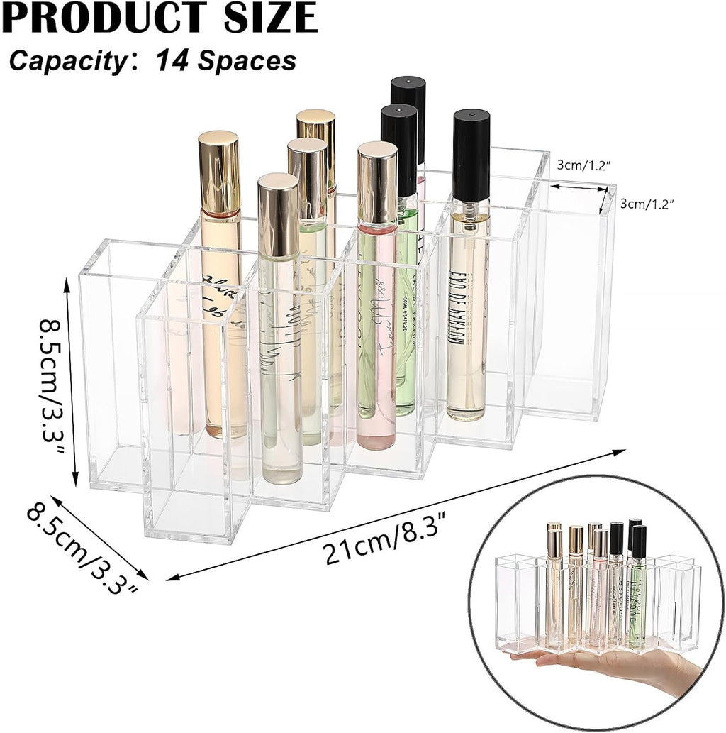 ELLDOO Rollerball Perfume Organizer, 14 Spaces Acrylic Perfume Storage