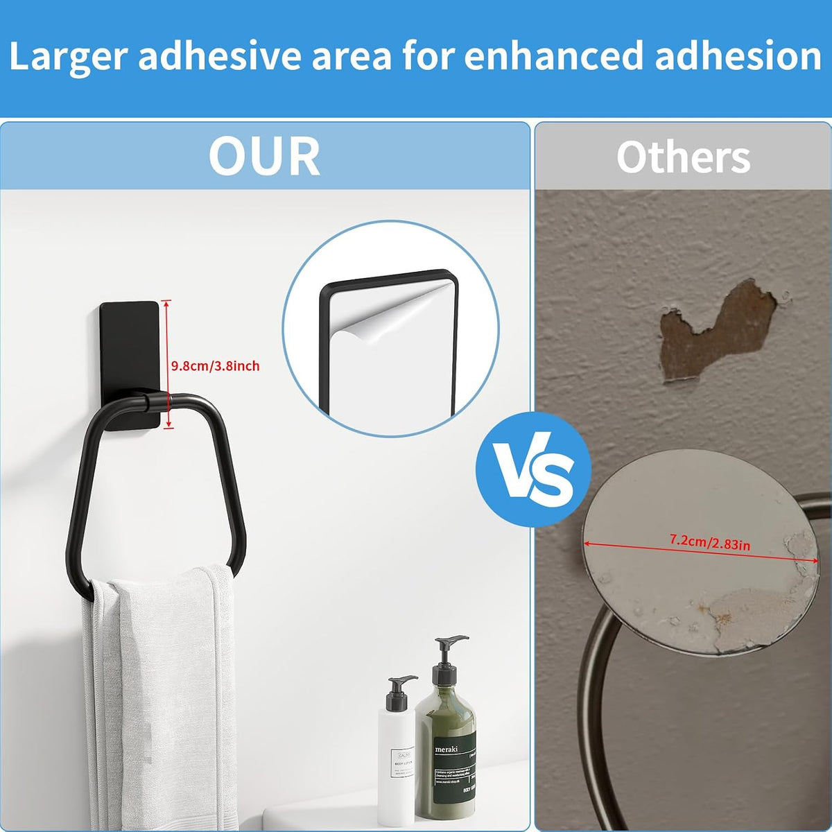JUYSON Adhesive Hand Towel Holder for Bathroom, No Drill Towel Ring