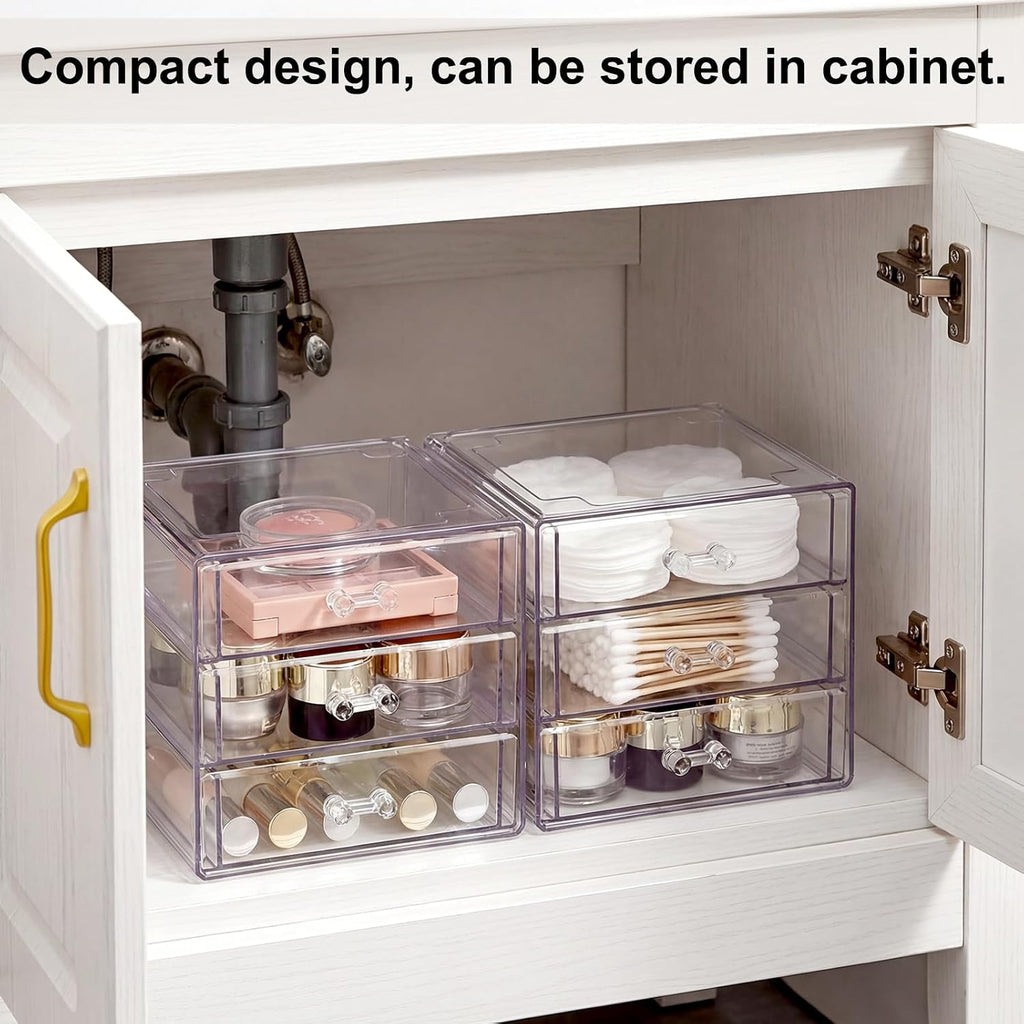ELLDOO Rollerball Perfume Organizer with 3 Drawer, Clear Acrylic Perfume Storage Holder Beauty Scent Holder, Makeup Lipgloss Lipstick Display Case Office Supplies Box