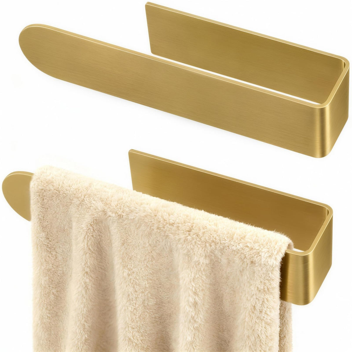 Bethom Hand Towel Holder, 8 Inch Self Adhesive Towel Racks Black, 2 Pack