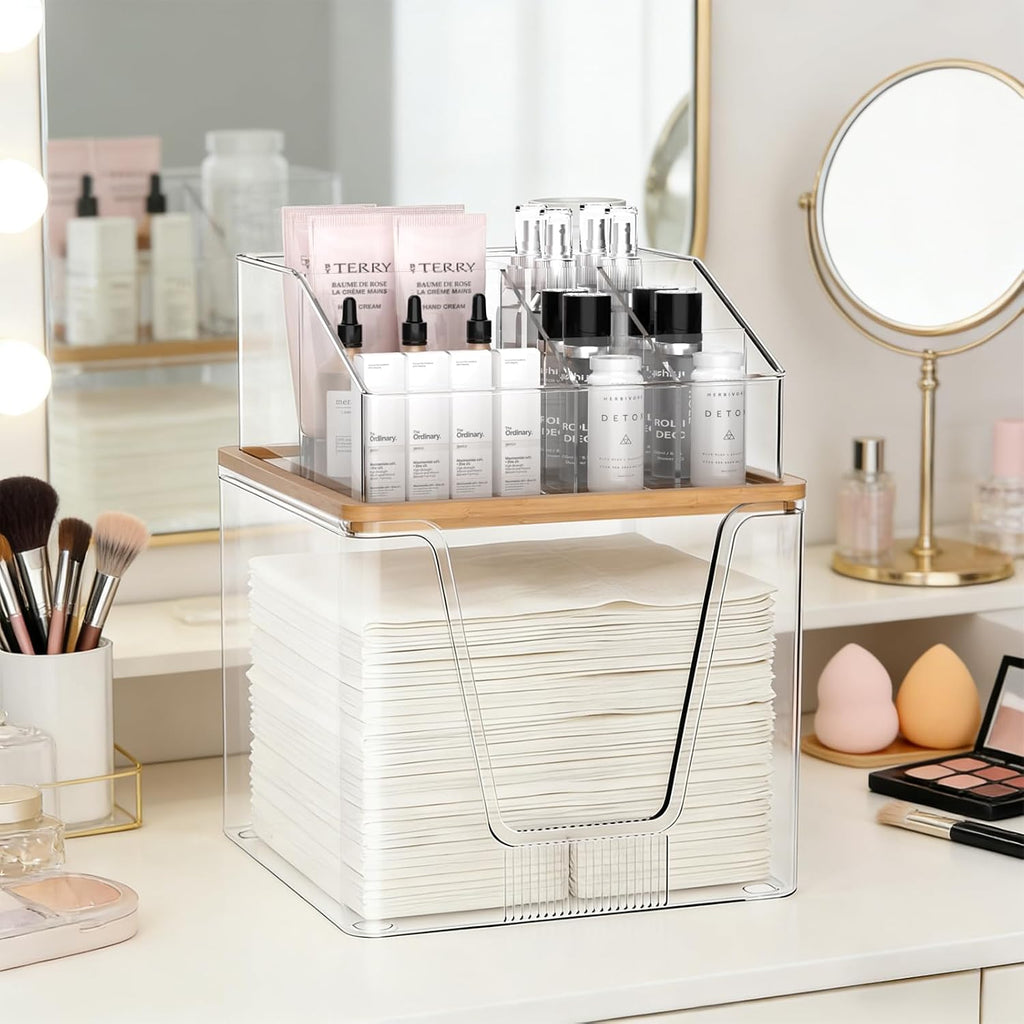 SPOSPO 2 in 1 Disposable Facial Towel Holder and Cosmetic Organizer