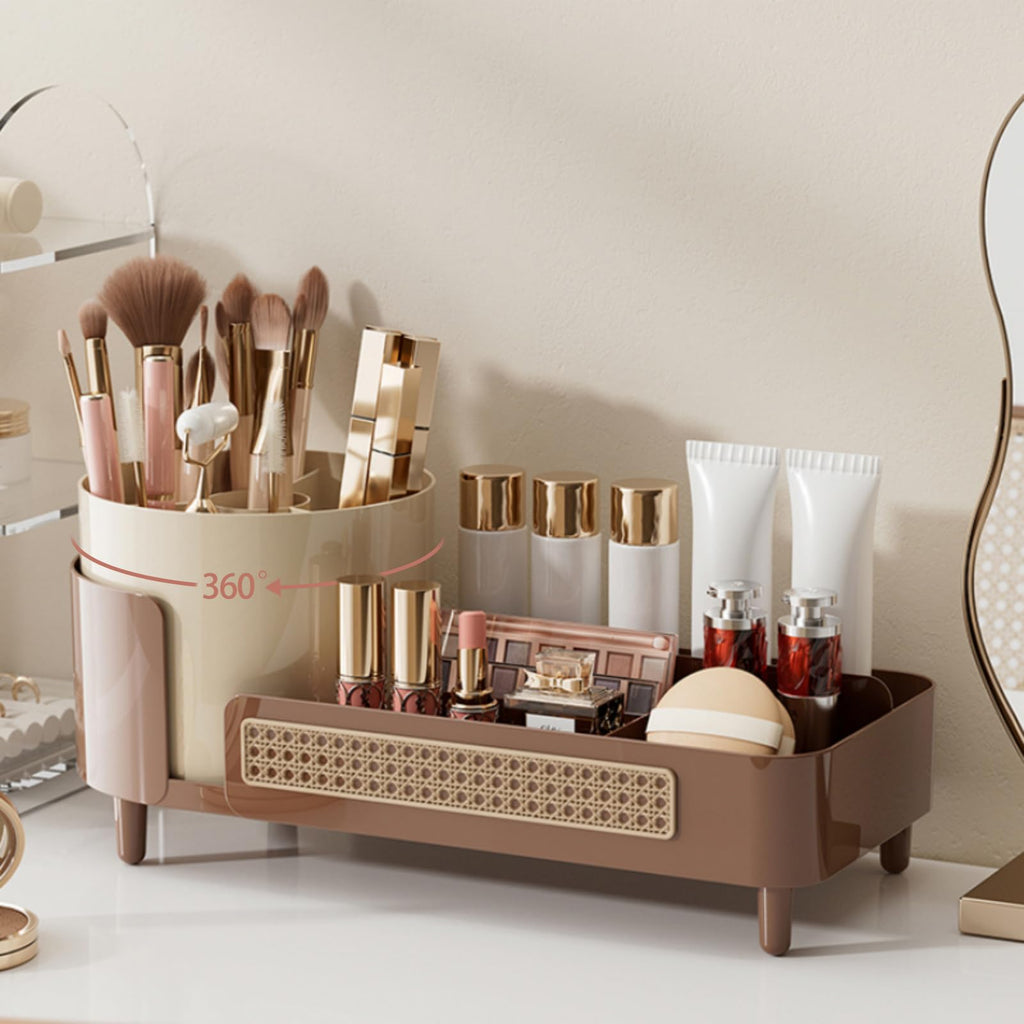 Booklov Rotating Makeup Organizer for Vanity Countertop, Amber