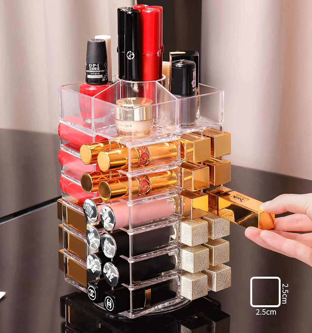 Sooyee 360 Degree Rotating Lipstick Organizer Holder, 53 Spaces