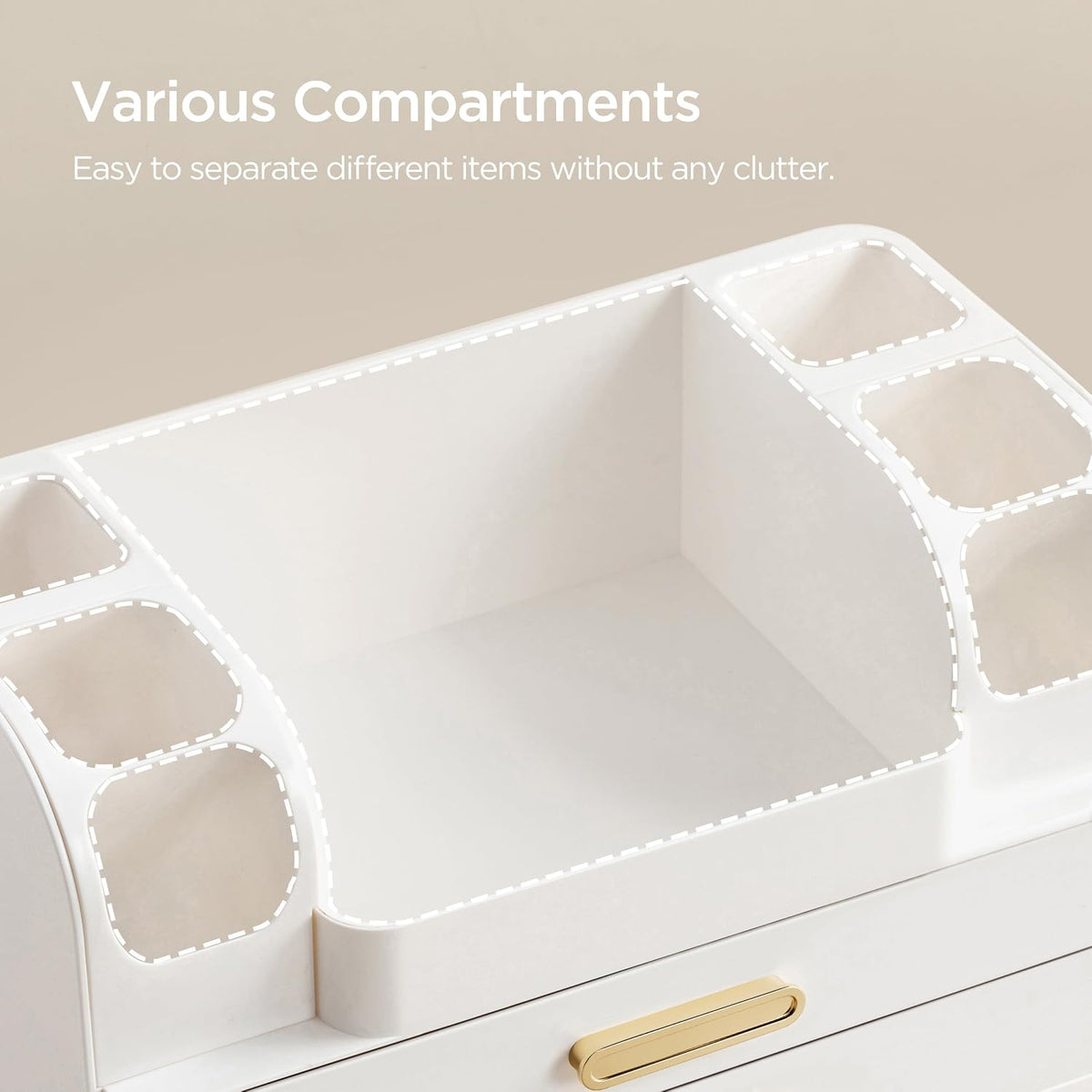 HBlife Makeup Organizer for Vanity with Brush Holder, Large Bathroom Countertop Cosmetic Organizer Skin Care Storage, Easy to Store Lipsticks, Nail Polishes, Perfumes, Eyeshadow Palettes, All White
