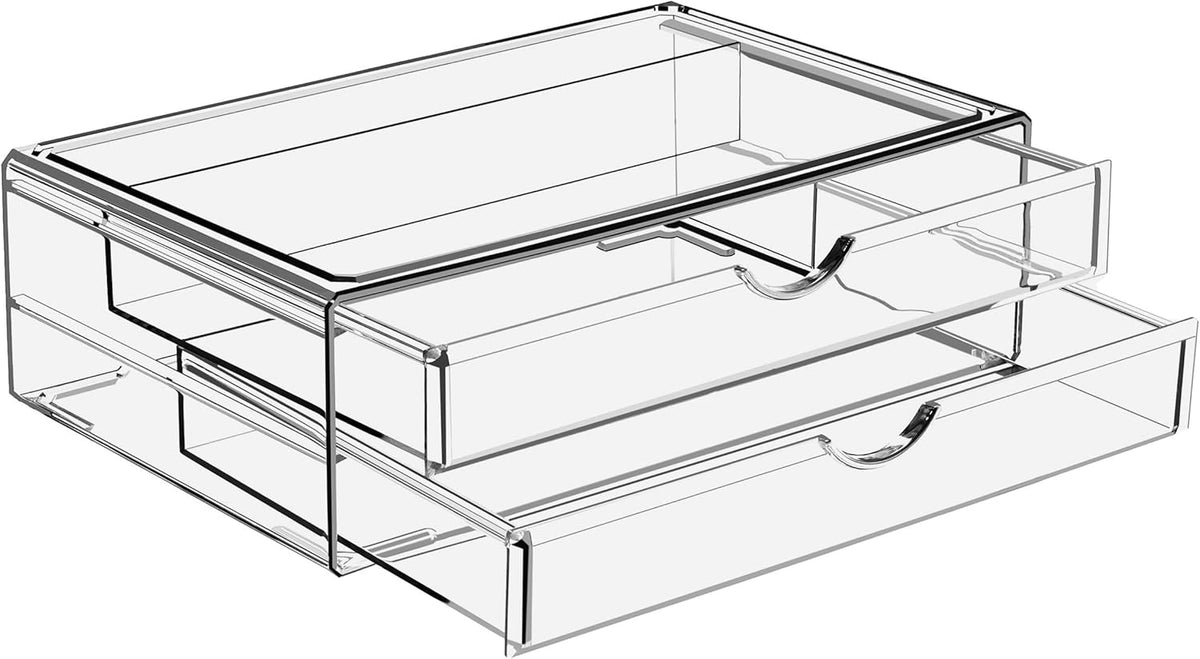 Sorbus Acrylic Drawers, Clear Makeup Organizer for Vanity (2 Wide Drawers)