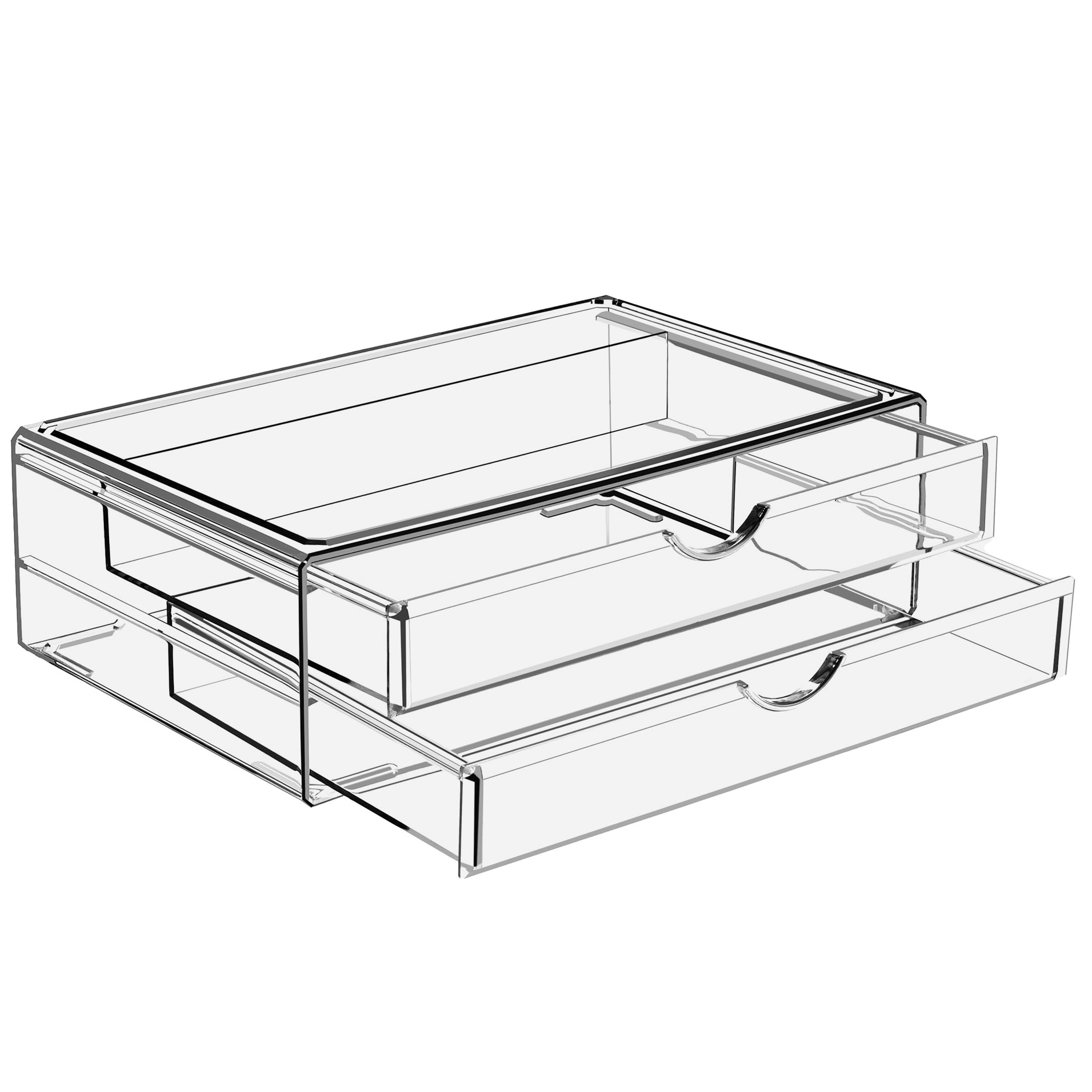 Sorbus Acrylic Drawers, Clear Makeup Organizer for Vanity (2 Wide Drawers)