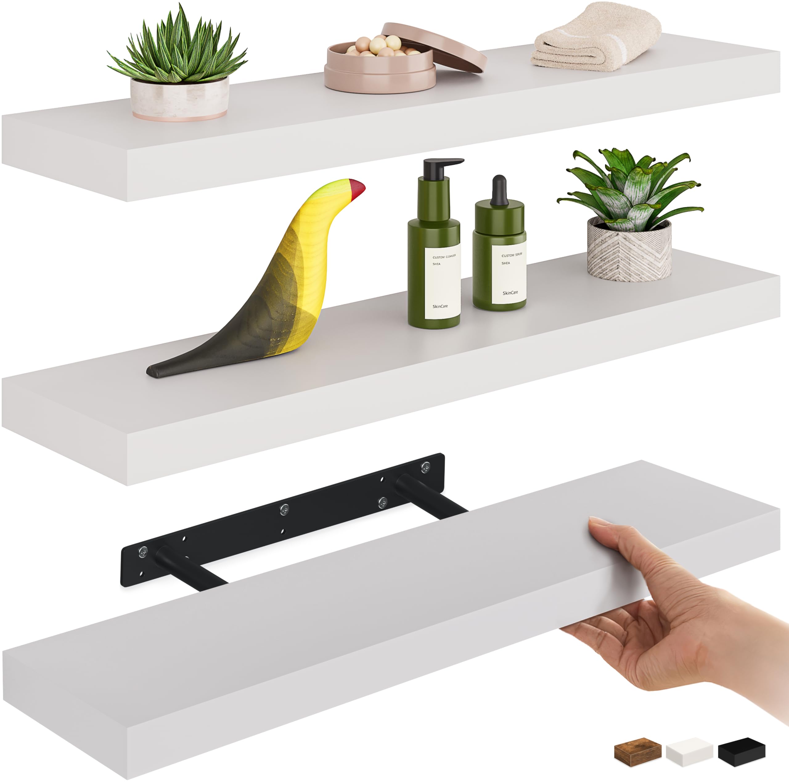 Ballucci Floating Shelf, 36" Hanging Shelf with Invisible Brackets, Wooden Floating Shelves for Walls, Book Shelf, Wall Shelves for Home Office, Bathroom, Living Room, 6 inch Deep, Gray