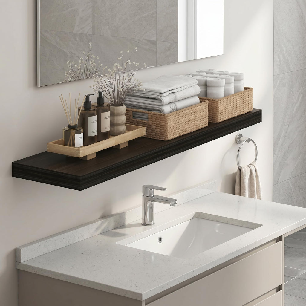 Furinno Tanna Floating Shelves for Wall, Bathroom Wall Shelf, Americano
