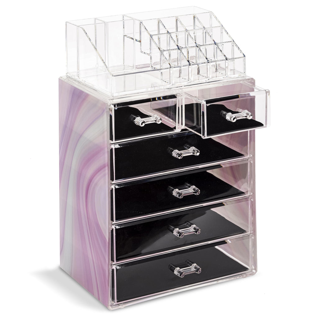Sorbus Makeup Organizer, 6-Drawer Acrylic 2-Piece Set (Bronze Glow)