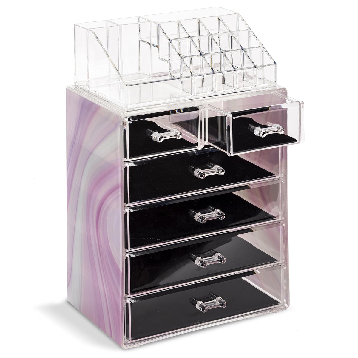 Sorbus Makeup Organizer, 6-Drawer Acrylic 2-Piece Set (Bronze Glow)