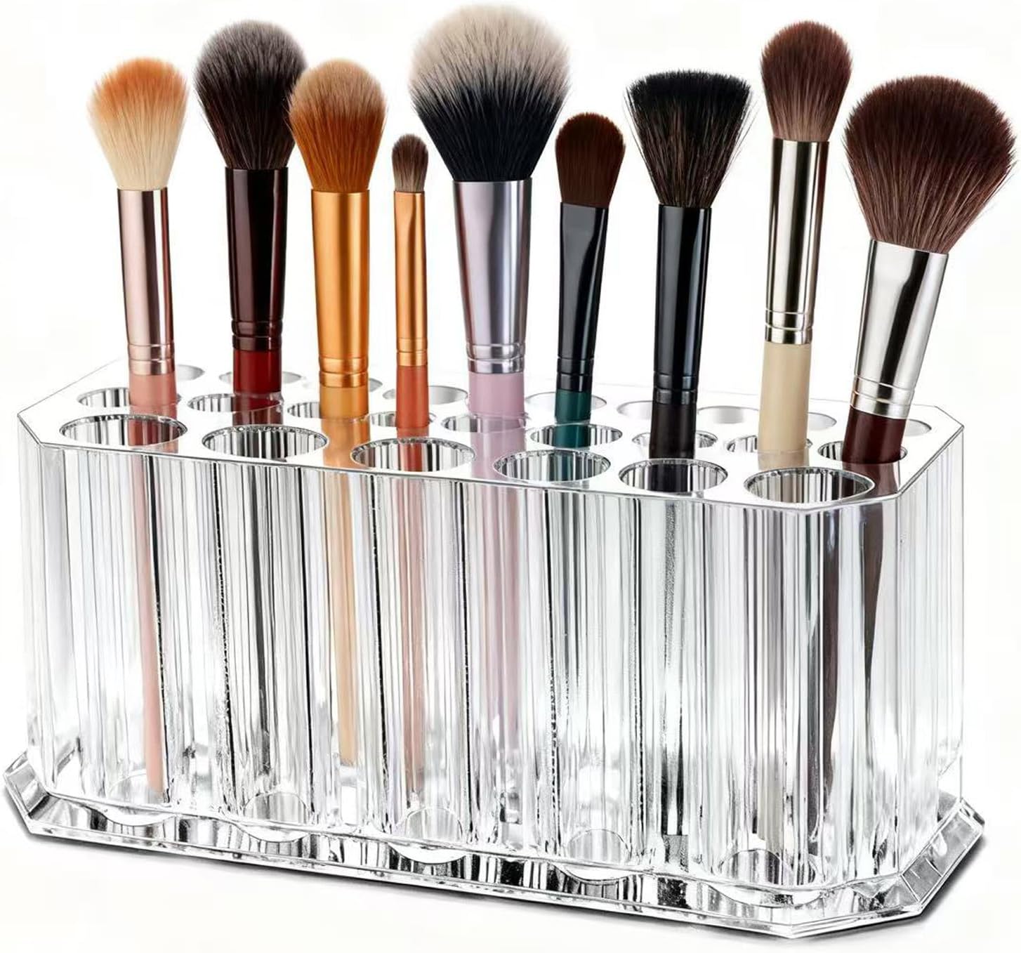 Clear Acrylic Lipstick Organizer Makeup Nail Brush Eyeliner Lip Liner Holder 26 Spaces Cosmetic Display Case
