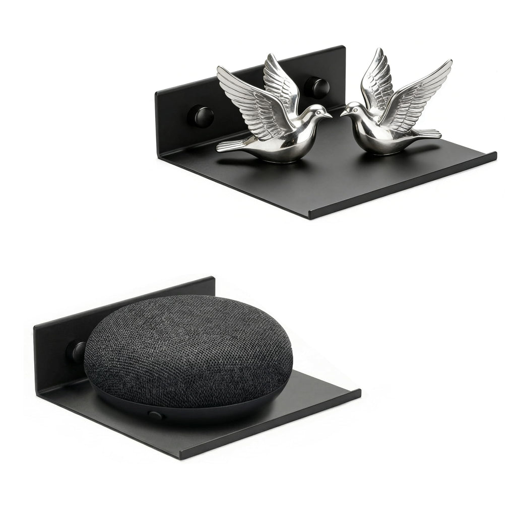 Z metnal Bathroom Shelf, Floating Shelves, Metal Display Wall Shelf, Aluminum, Wall Mounted, Matt Black,16 inch, 2 Pack