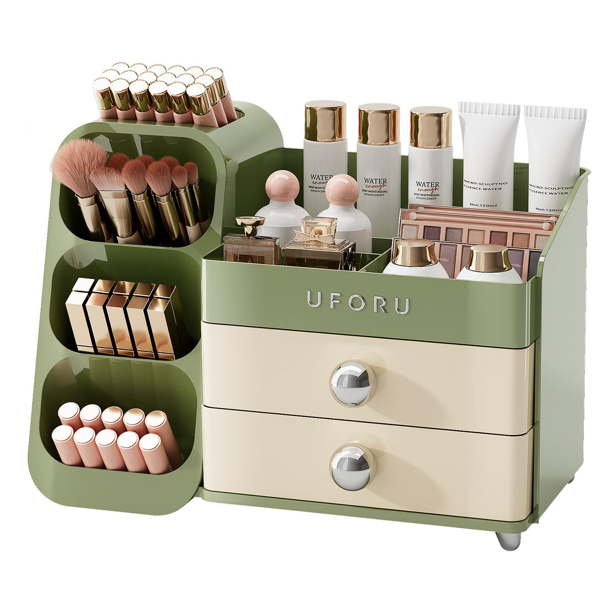 UFORU Makeup Organizer Countertop with Brush Holder for Vanity Bathroom