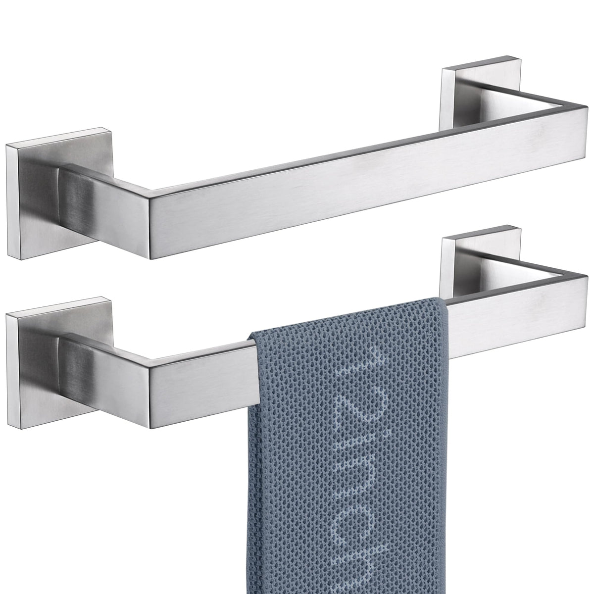 LANC 2 Pack Bath Towel Bars, Matte Black 24-Inch Bathroom Towel Rail Square Towel Racks Kitchen Towel Holders, Stainless Steel Wall Mount Towel Hanger Towel Rods,A8804-6MB