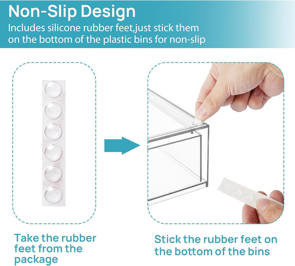 Vtopmart Clear Stackable Storage Drawers, 2 Pack Wide Plastic Organizers