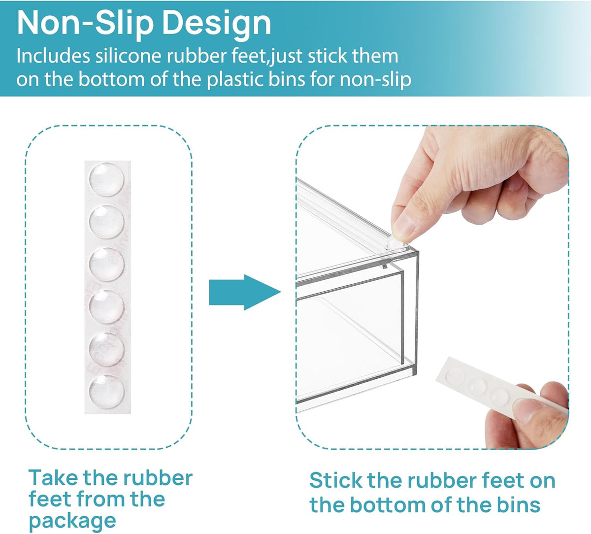 Vtopmart Clear Stackable Storage Drawers, 2 Pack Wide Plastic Organizers