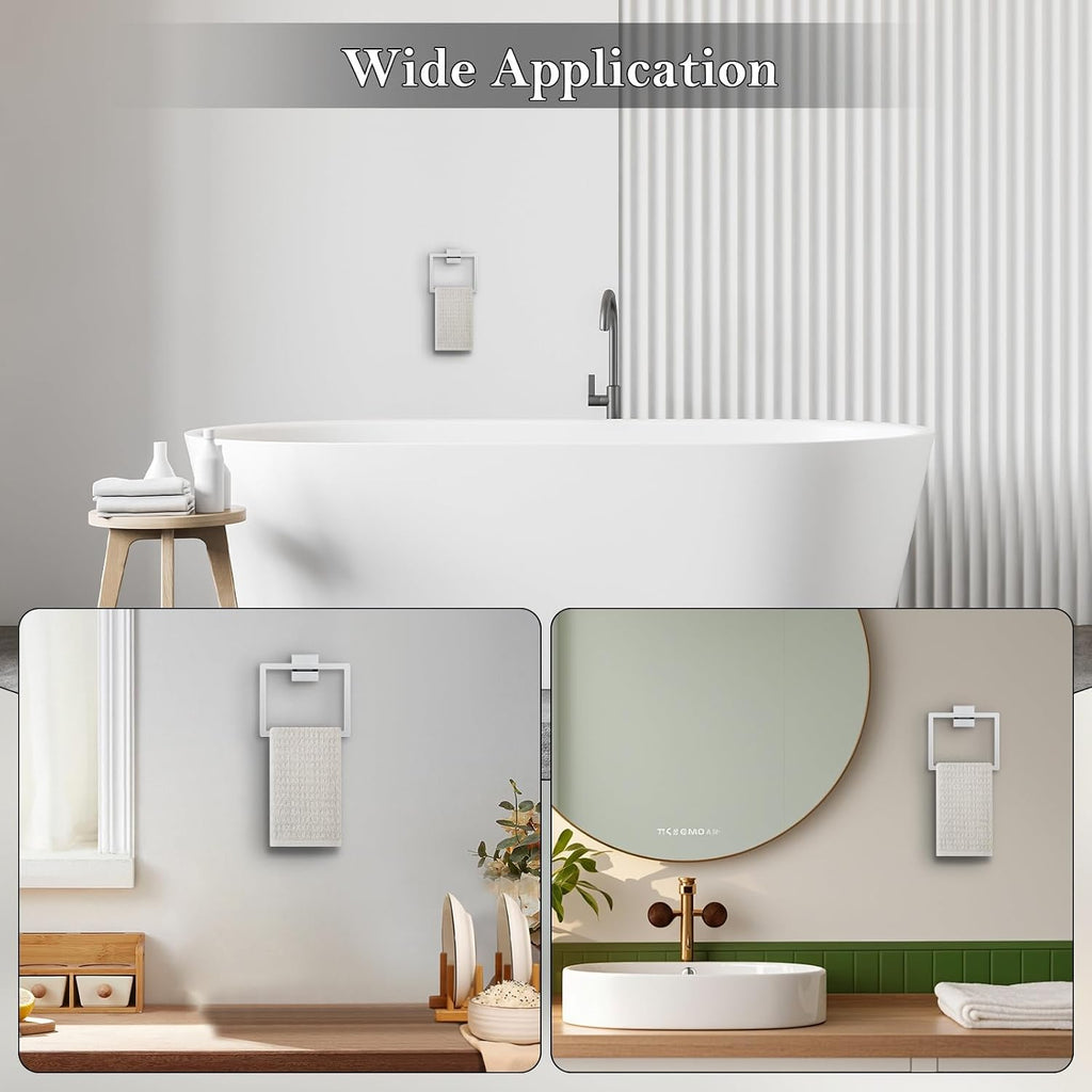 2-Piece Polished Chrome Towel Ring,Hand Towel Holder,Modern Towel Holder Stainless Steel Towel Rack Wall-Mounted Bathroom Towel Hanger