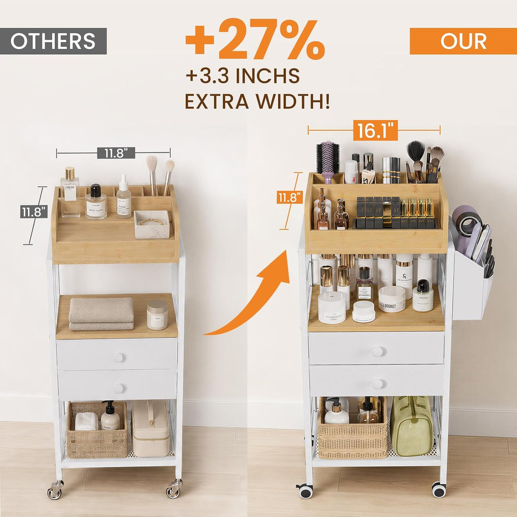 Snughome Makeup Organizer, Floor Skincare Organizers Cart with Drawers