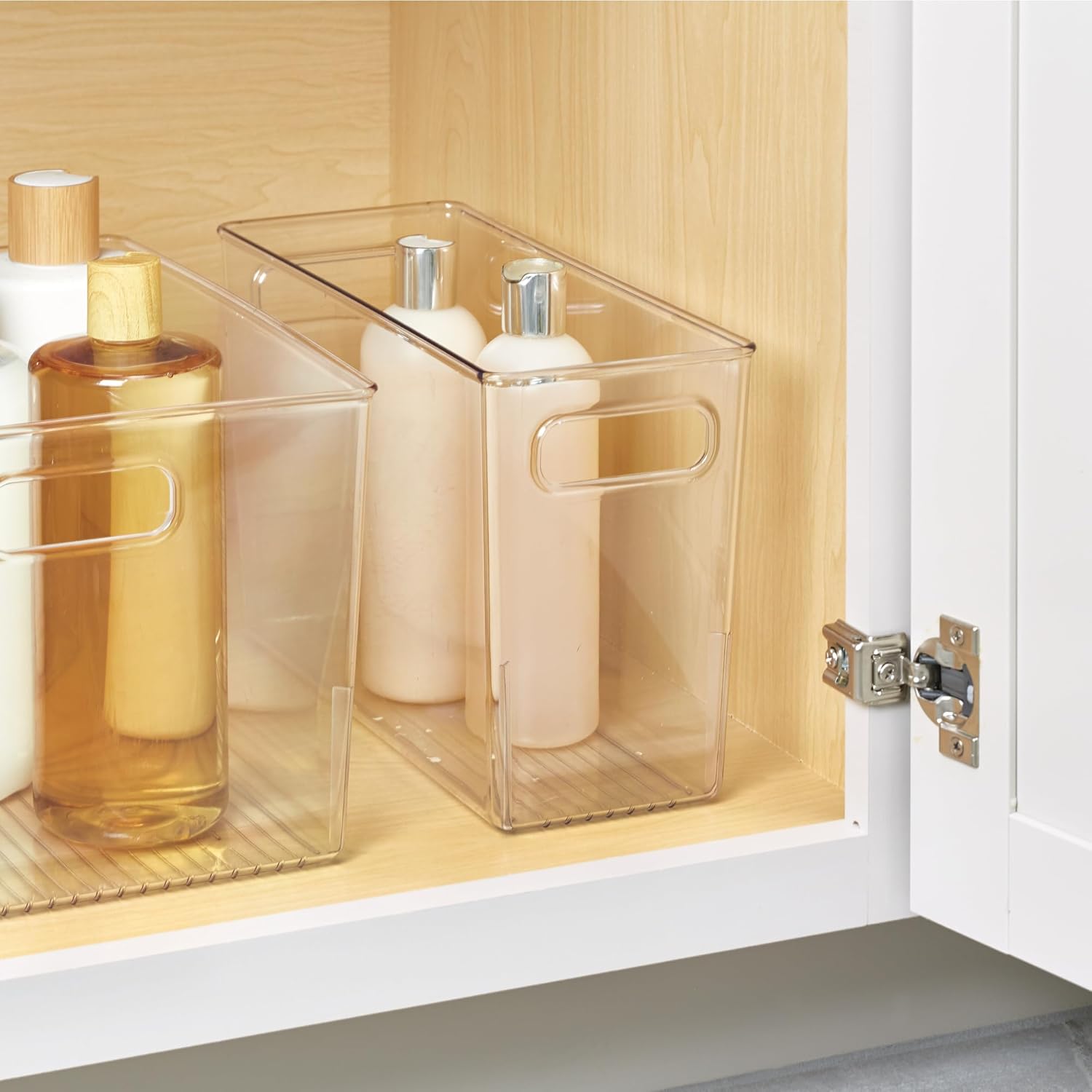 iDesign Slim Clear Plastic Bathroom Storage Bin, Tall Narrow