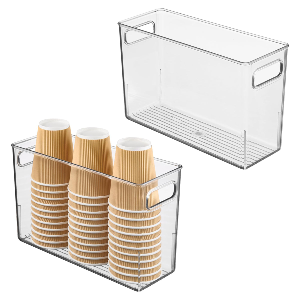 iDesign Slim Clear Plastic Bathroom Storage Bin, Tall Narrow