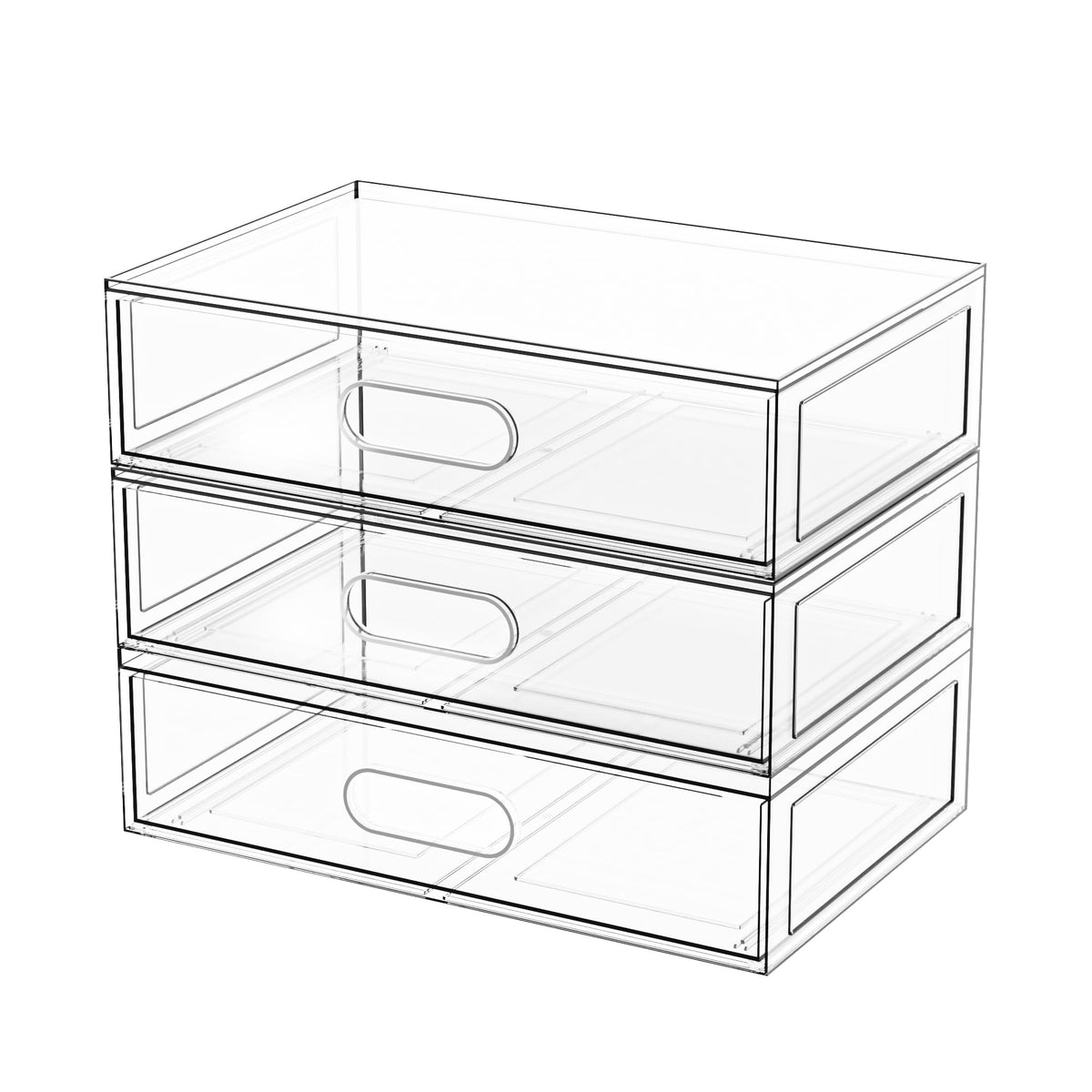 Clear Stackable Makeup Organizer with Drawer, 12''W Acrylic Storage Drawers