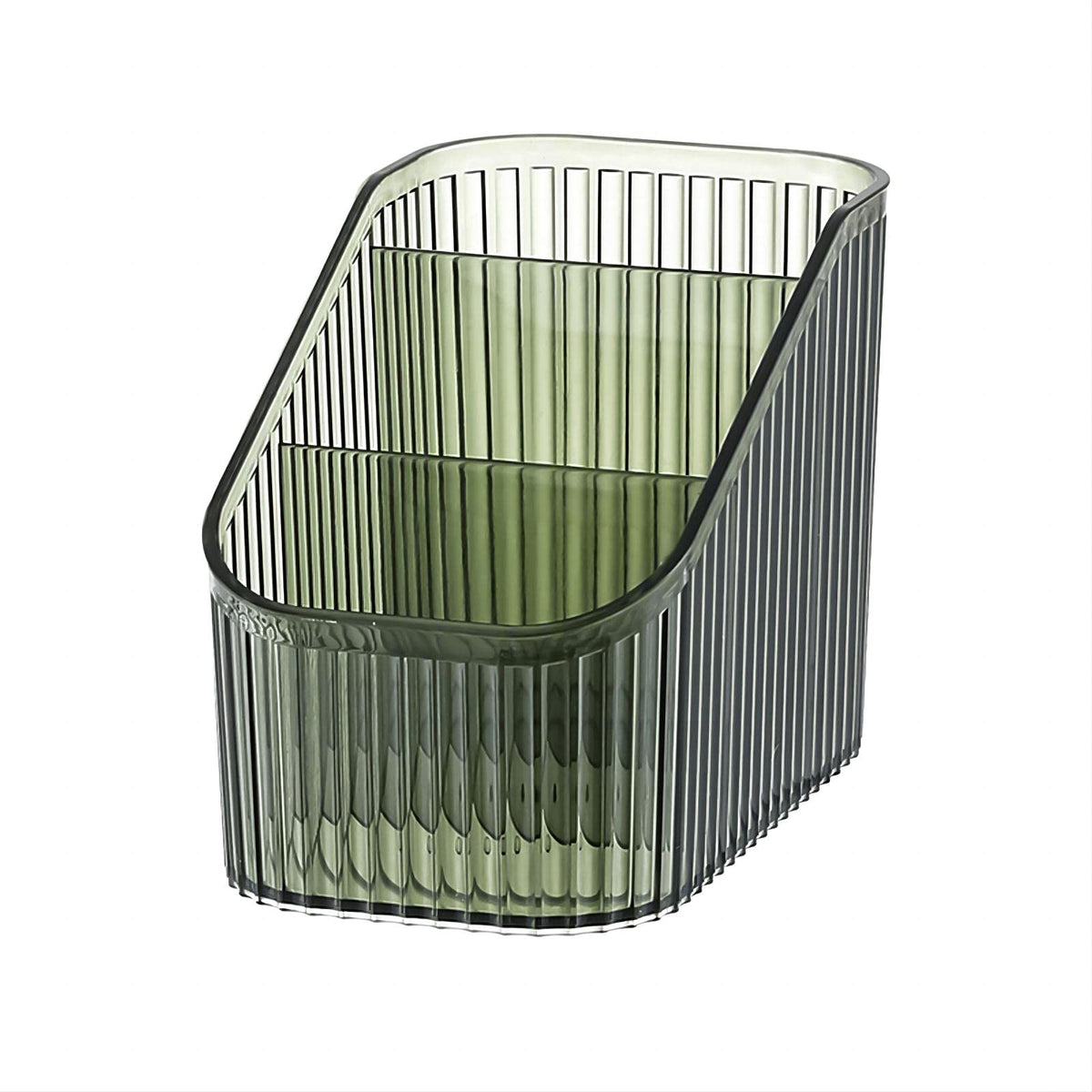 DASITON Large Capacity Makeup Brush Holder,8 Slot Makeup Brush Cup,Vintage striped Make Up Brush Holder,for Vanity Decor,Bathroom Countertops,Desk Storage Container,Cosmetic Display cases(Green-XL)