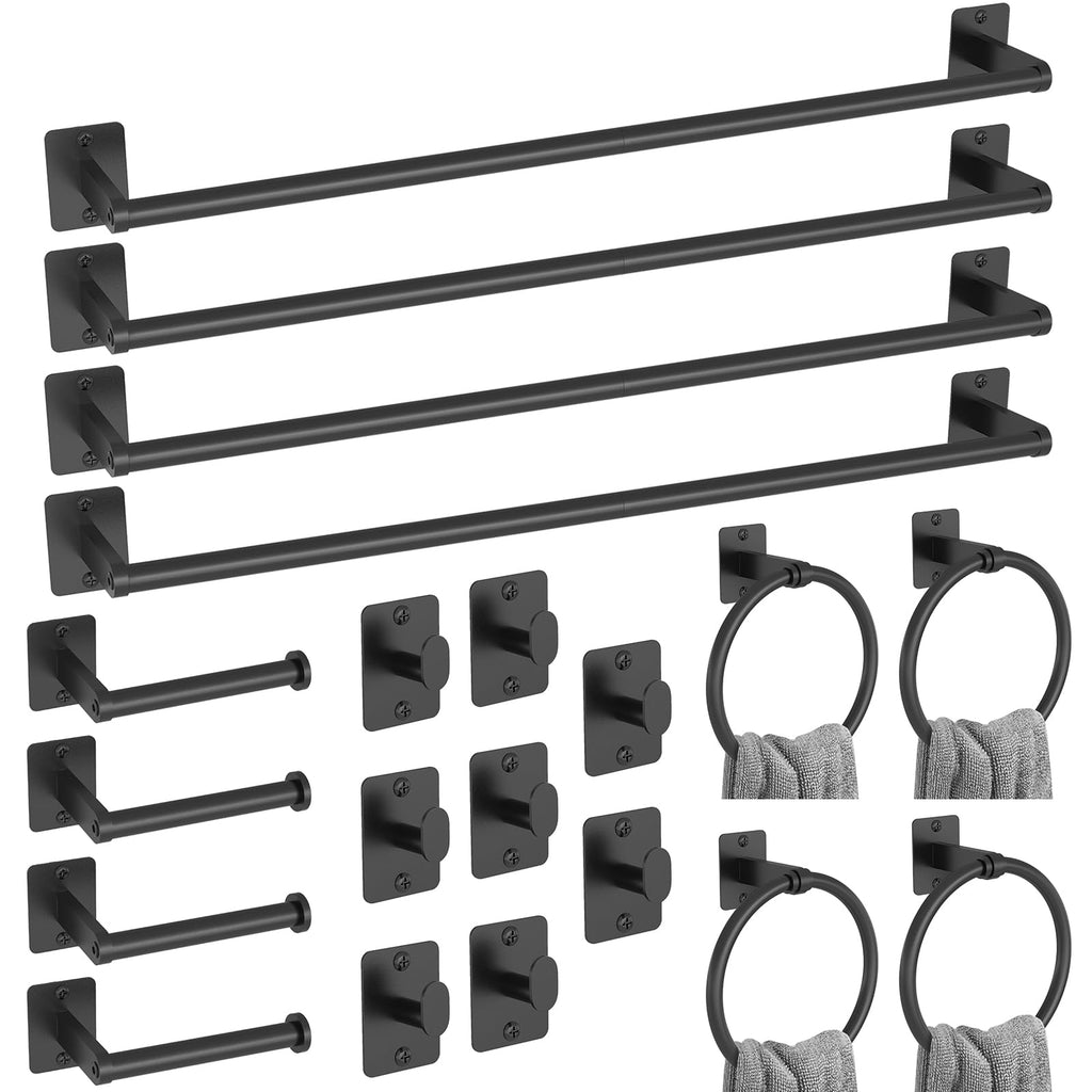 KLJKPA 10-Piece Bathroom Accessories Set, 24 inch Towel Bar
