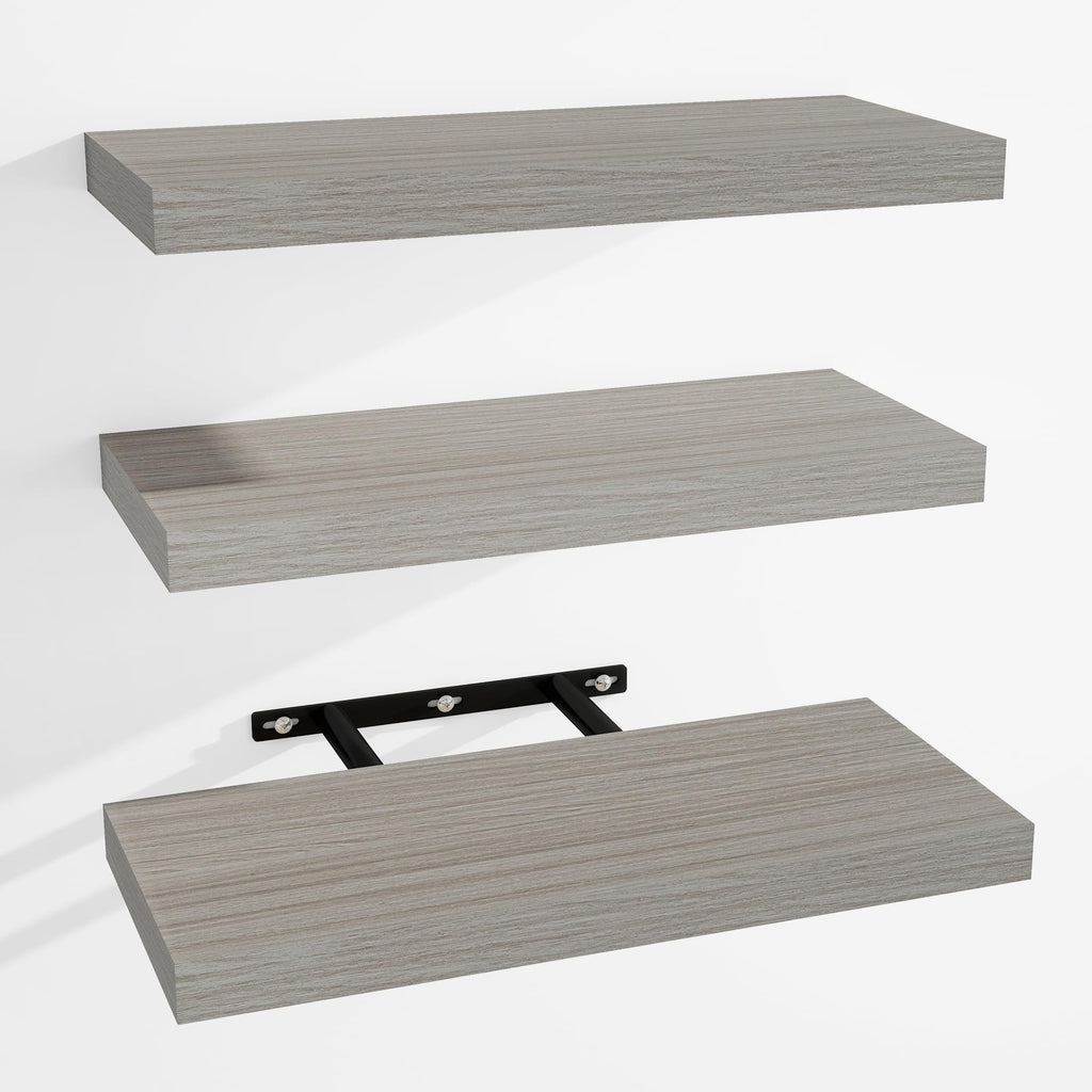 Venusmiles Bathroom Floating Shelves for Wall, 15" Wall Mounted Shelves with Invisible Brackets, 4 Small Wood Floating Wall Shelf Shelves for Living Room, Bedroom, Kitchen, Bathroom (Oak)