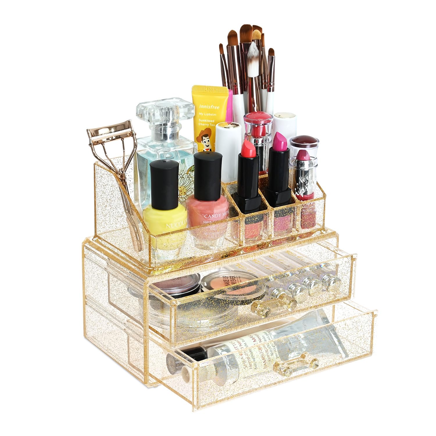 Ikee Design Acrylic Rotating Lipstick Gloss Make Up Organizer with 53 Slots