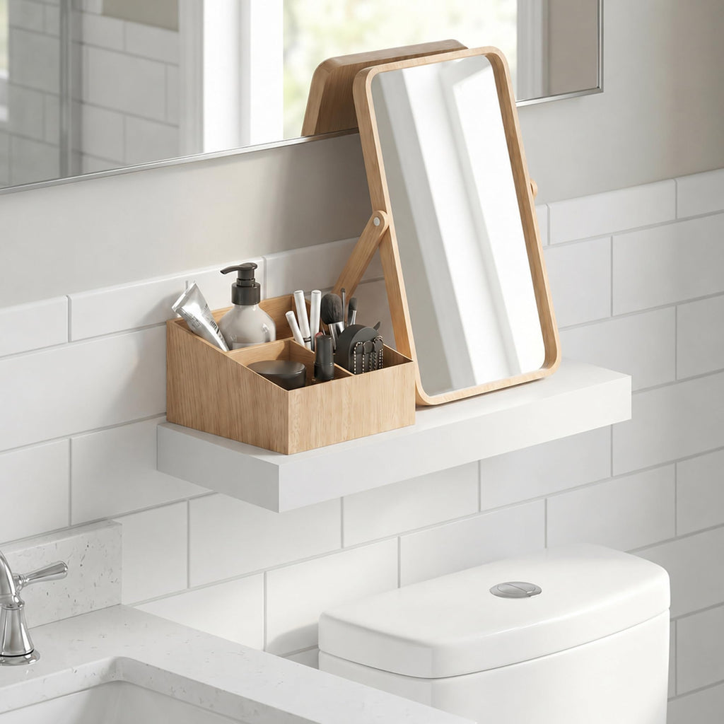 Furinno Tanna Floating Shelves for Wall, Bathroom Wall Shelf, Americano