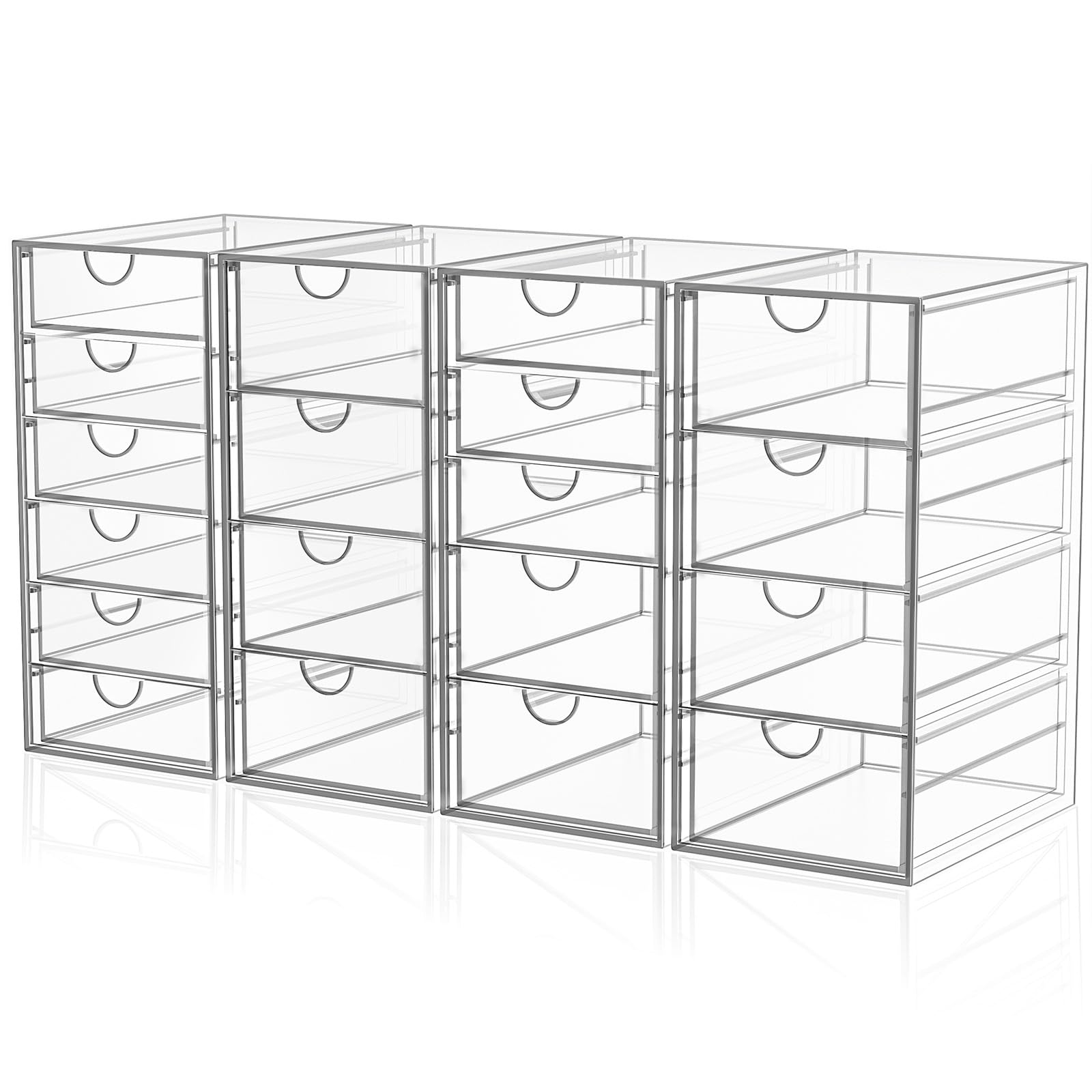 YFXCVSL 3-Pack Acrylic 15-Drawer Storage & Makeup Organizer for Desk