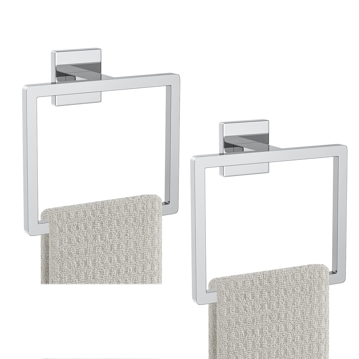 2-Piece Polished Chrome Towel Ring,Hand Towel Holder,Modern Towel Holder Stainless Steel Towel Rack Wall-Mounted Bathroom Towel Hanger
