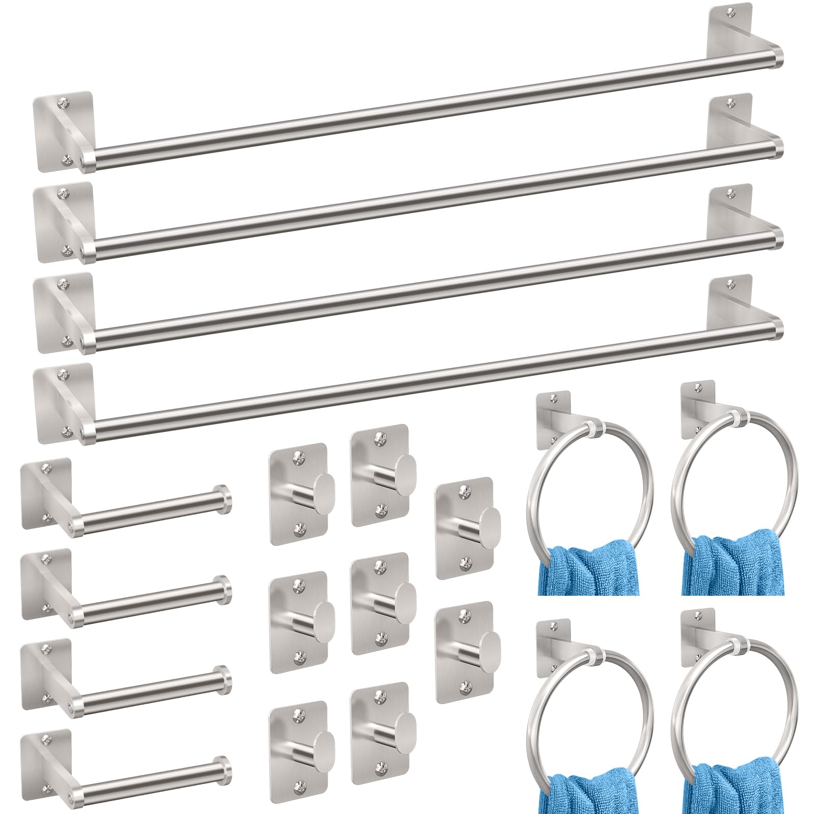 KLJKPA 10-Piece Bathroom Accessories Set, 24 inch Towel Bar