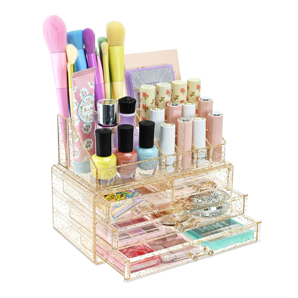 Ikee Design Acrylic Rotating Lipstick Gloss Make Up Organizer with 53 Slots