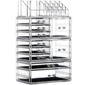 Cq Acrylic 4 Pack Clear Makeup Storage, Stackable 10 Drawer Organizer for Vanity, Jewelry, Hair Clip, Beauty & Skincare Products
