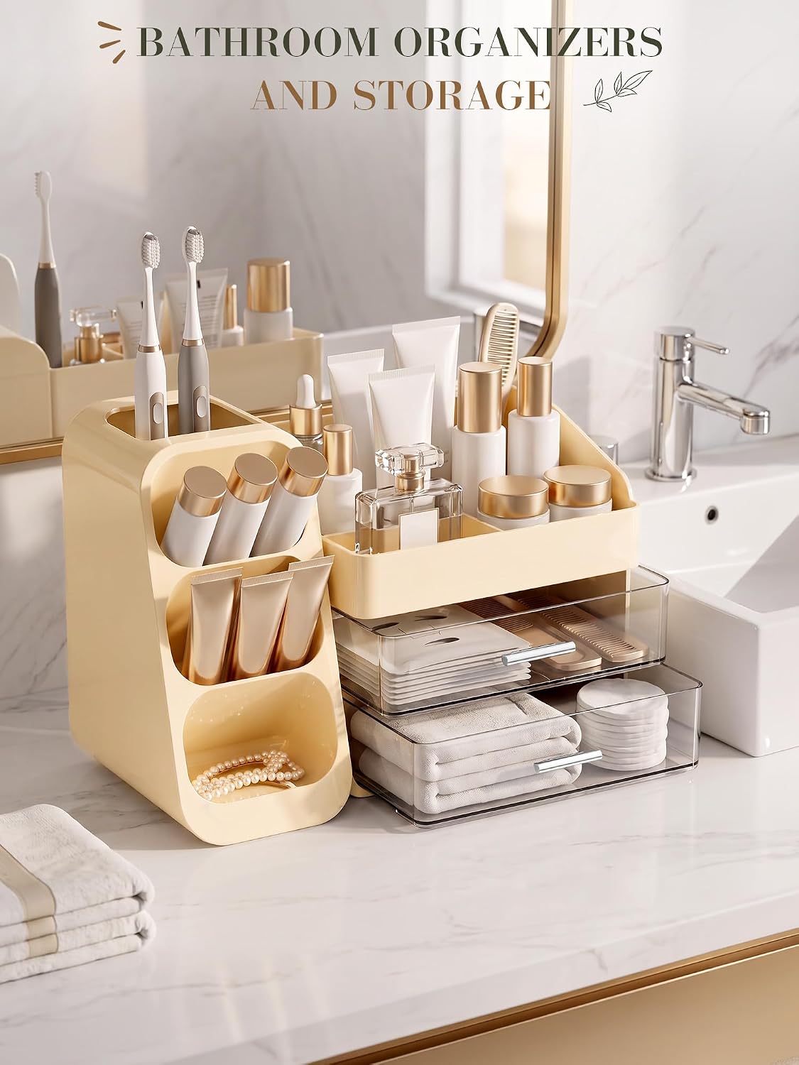 Large Makeup Organizer Countertop for Vanity Skincare Organizers Cream