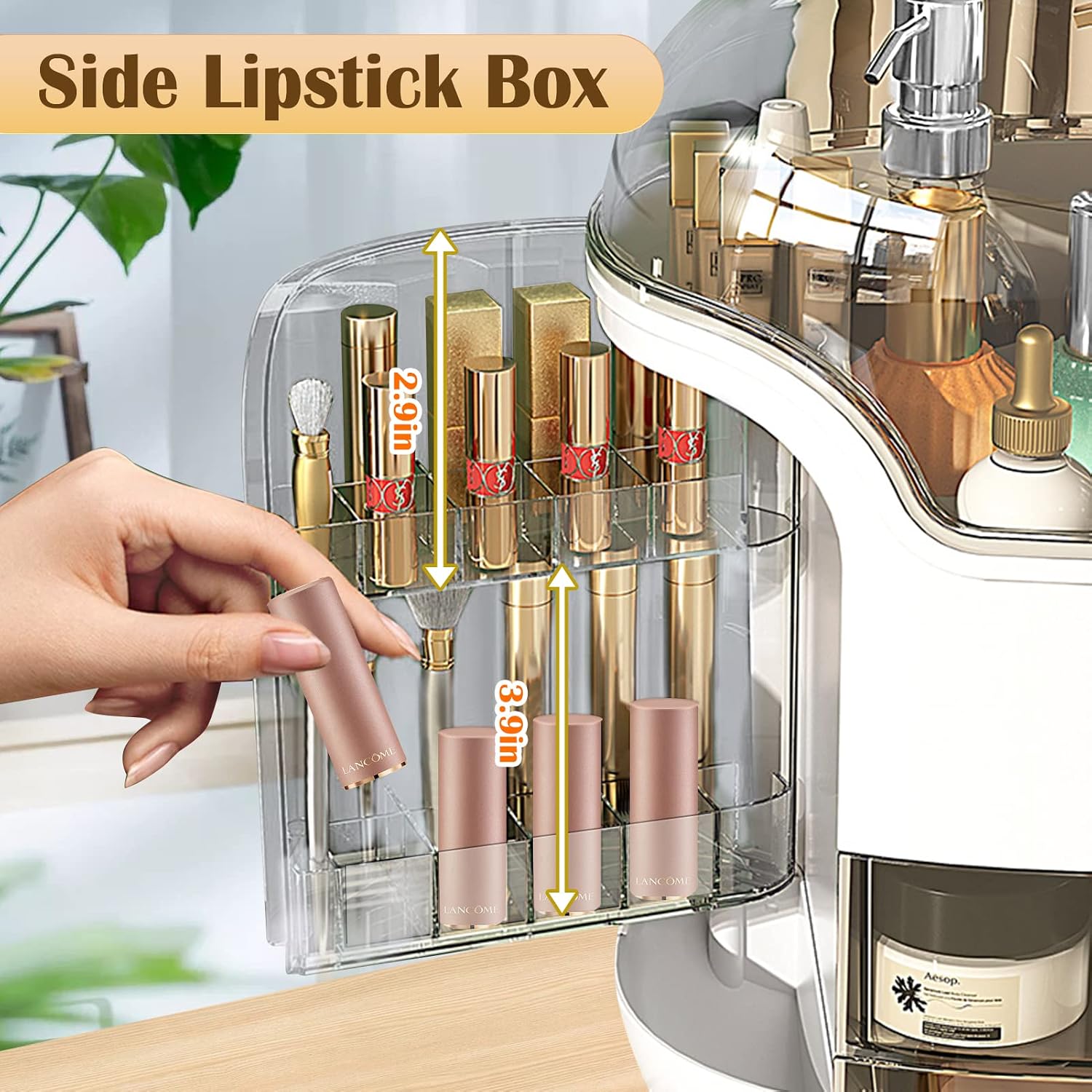 Makeup & Skincare Organizer Box for Countertop with Lid & Drawers, White