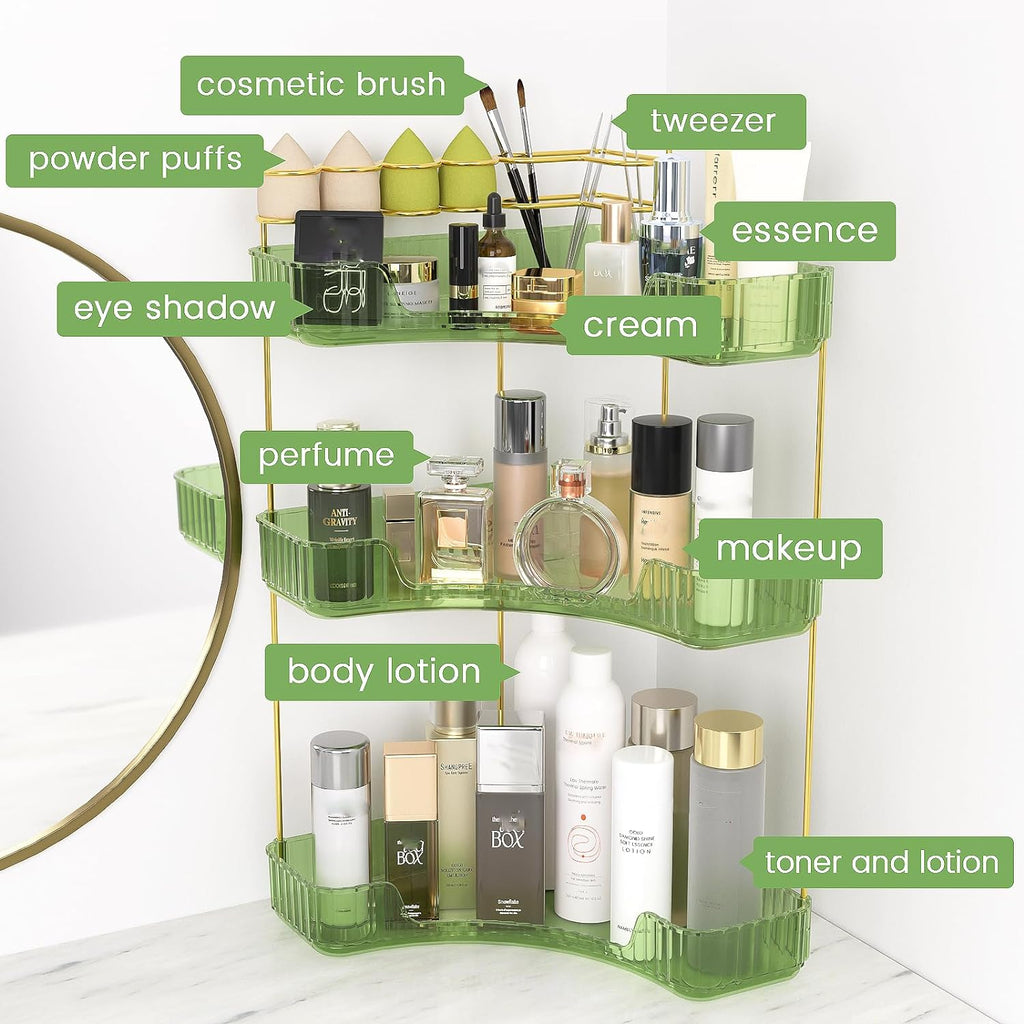 Makeup Organizer 3 Tier Bathroom Counter Organizer with Makeup Brush Holder