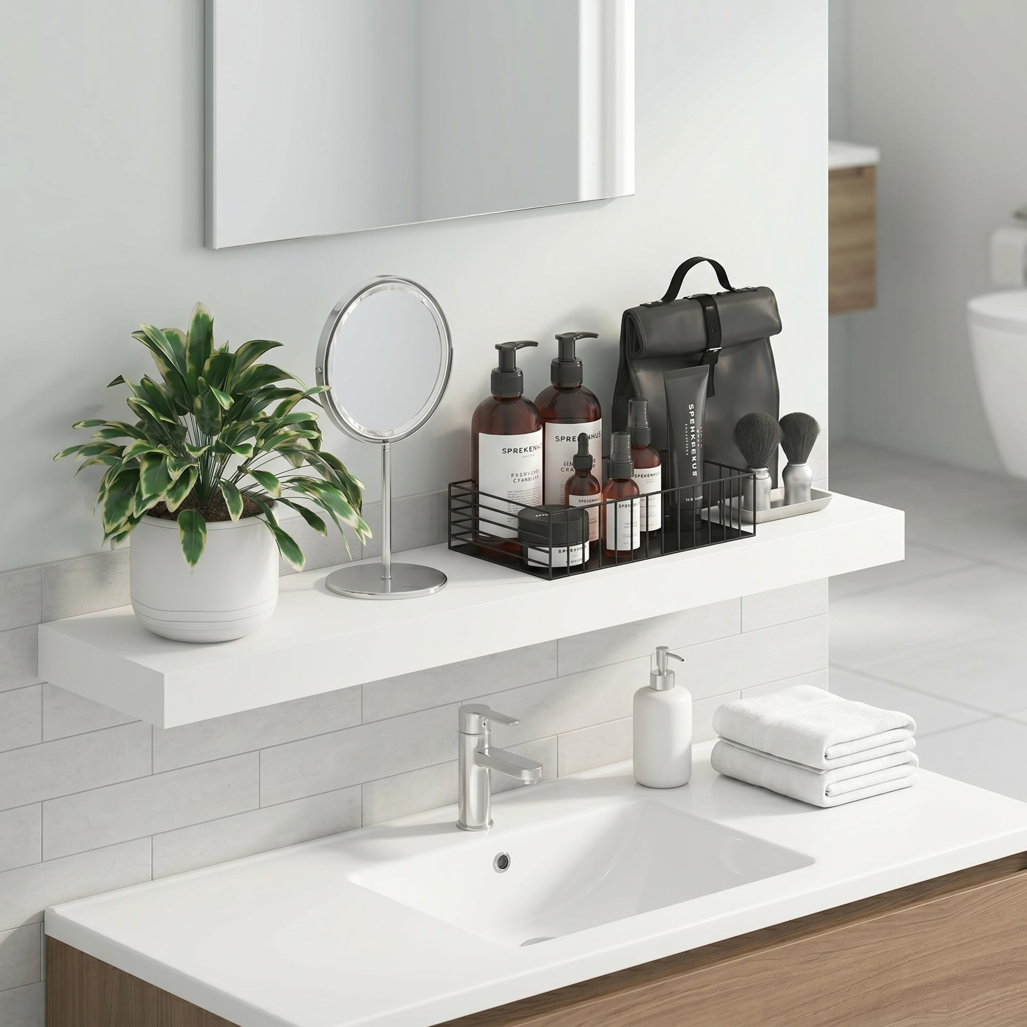 Furinno Tanna Floating Shelves for Wall, Bathroom Wall Shelf, Americano
