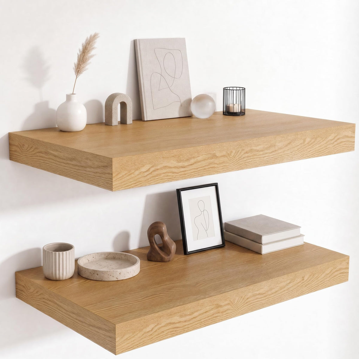Deep Floating Shelves for Wall, 12 Inch Wide Small Wall Shelves Set of 2, 2 Inch Thick Invisible Wall Mounted Shelves for Bathroom Bedroom Nursery,Walnut Color