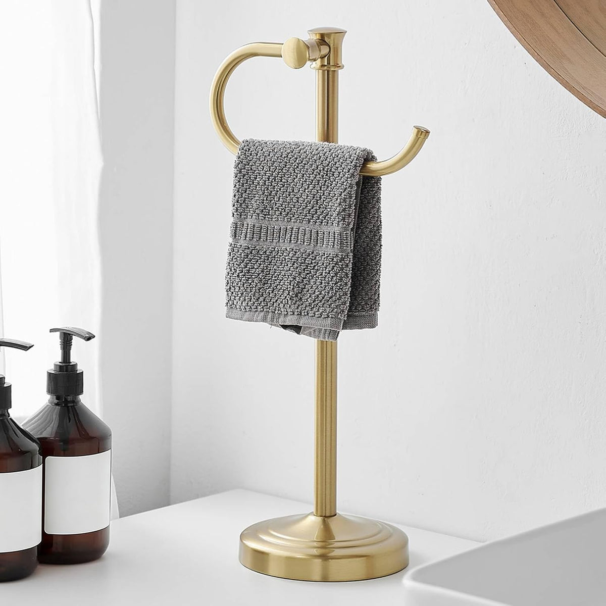 BESy Stand Hand Towel Holder, Countertop Towel Bar, Oil Rubbed Bronze