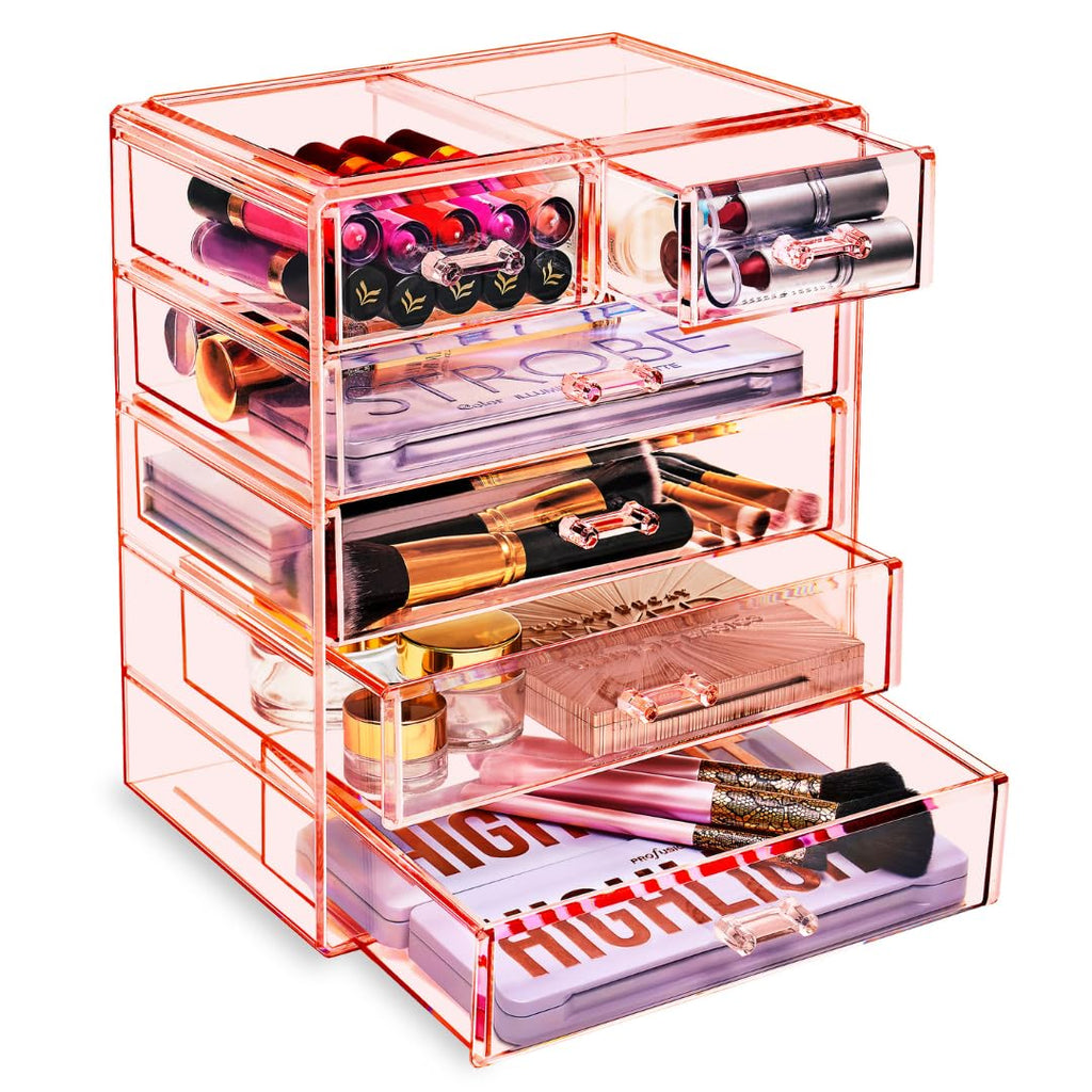 Sorbus 6-Drawer Makeup Organizer with Small & Wide Drawers (Clear)