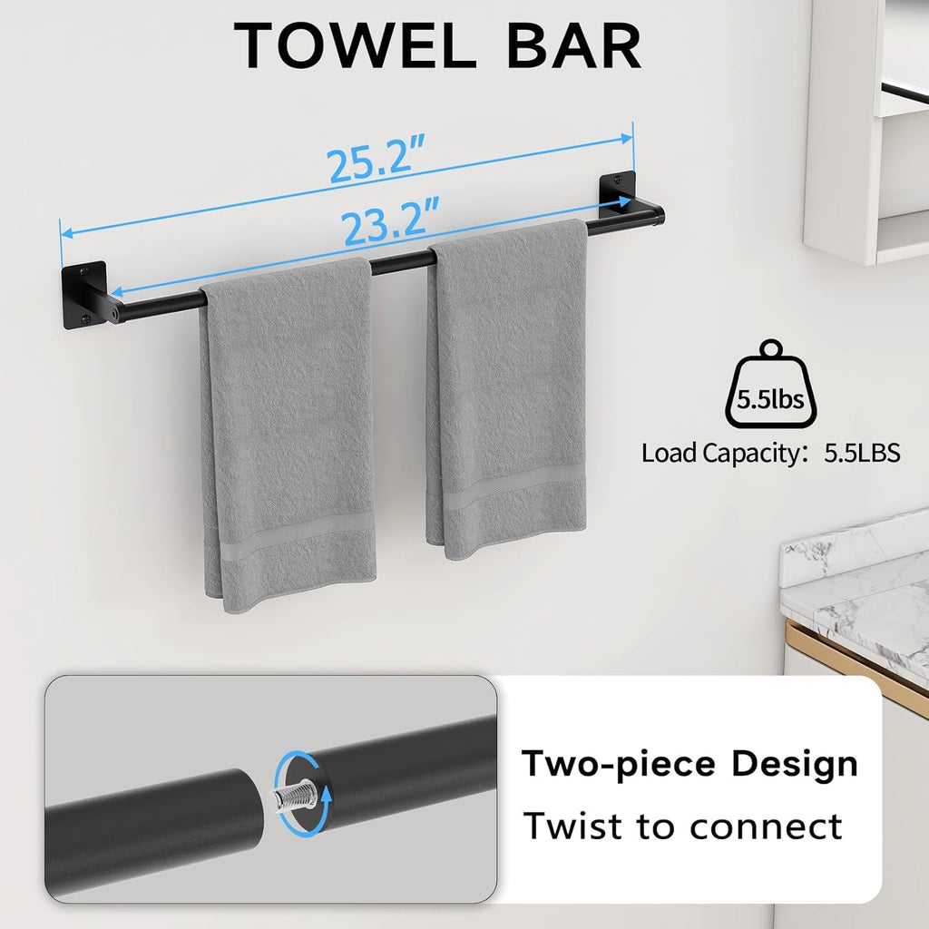 KLJKPA 10-Piece Bathroom Accessories Set, 24 inch Towel Bar