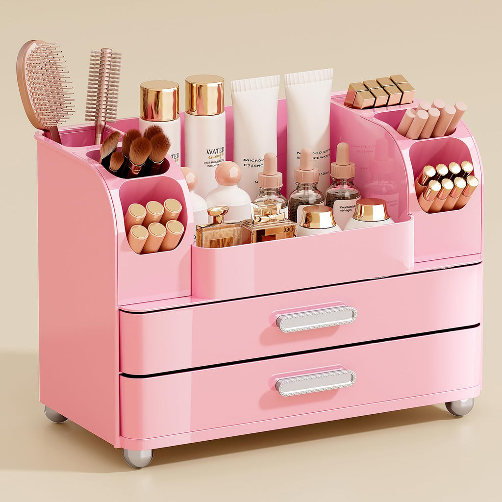 UFORU Makeup Organizer Countertop with 2 Large Drawers for Vanity Bathroom
