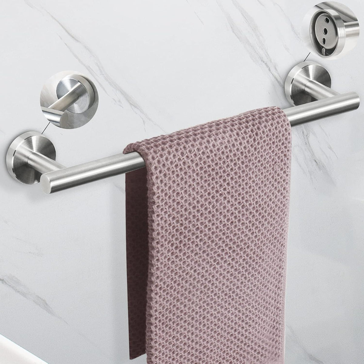 NearMoon Bathroom Hardware Set SUS 304 Thicken Stainless Steel-Towel Bar Set Include 16" Towel Rod, Toilet Paper Holder, Multifunctional Hooks Bathroom Accessories (Brushed Nickel, 5 Pcs)